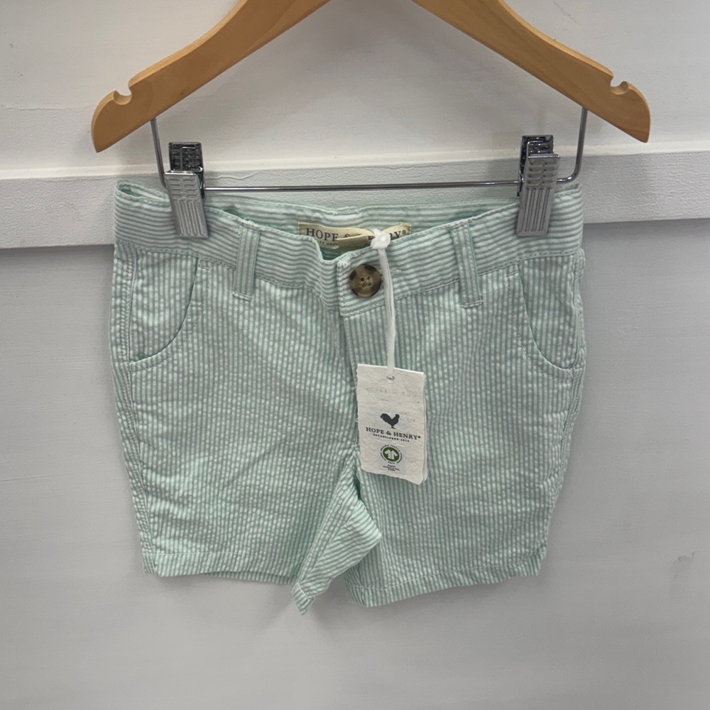 Light Green Boys Seersucker Shorts Hope & Henry Organic